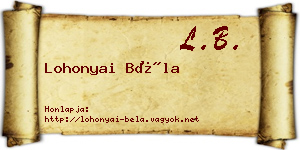 Lohonyai Béla névjegykártya